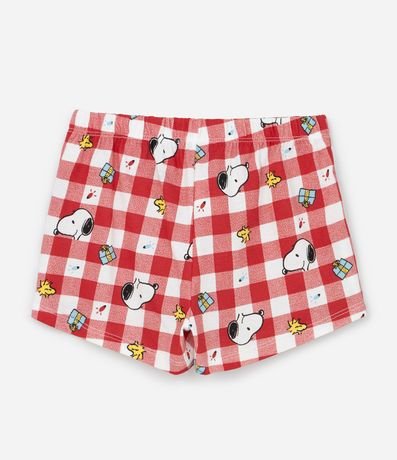 Pijama Corto Infantil con Estampa de Cuadros de Natal Snoopy - Talle 2 a 14 años 5