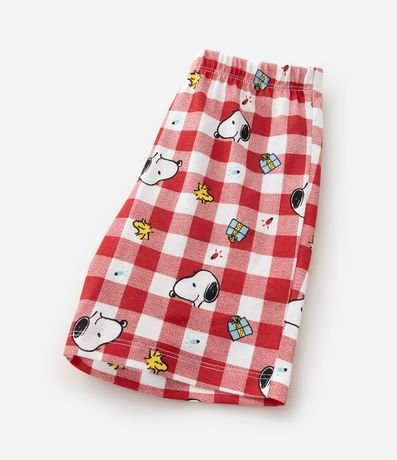Pijama corto Infantil con Estampa de Cuadros de Natal Snoopy - Talle 2 a 14 años 8