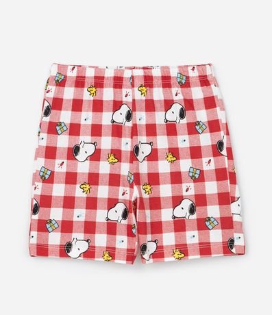 Pijama corto Infantil con Estampa de Cuadros de Natal Snoopy - Talle 2 a 14 años 4