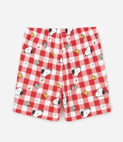 Pijama corto Infantil con Estampa de Cuadros de Natal Snoopy - Talle 2 a 14 años 5