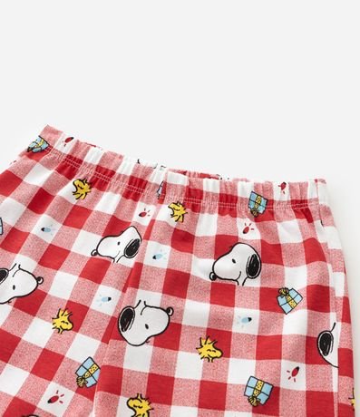 Pijama corto Infantil con Estampa de Cuadros de Natal Snoopy - Talle 2 a 14 años 6