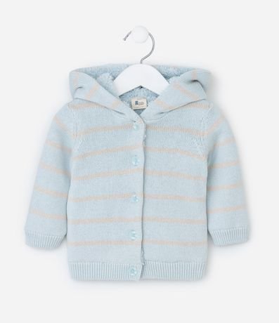 Campera Infantil Rayada en Punto con Sherpa – Talle 0 a 18 Meses 2