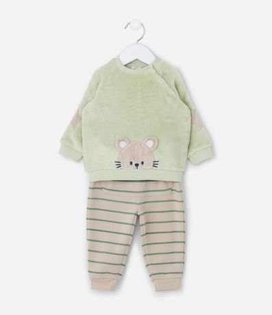 Conjunto Infantil con Buzo de Ratoncito y Pantalón Rayado – Talle 0 a 18 Meses 2