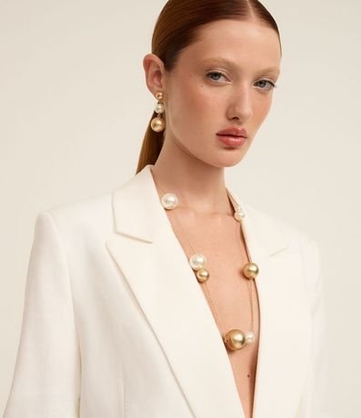 Conjunto de Collar y Caravana Perlada