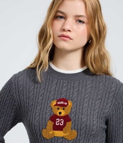 Blusa Cropped en Punto con Estampa de Oso 3