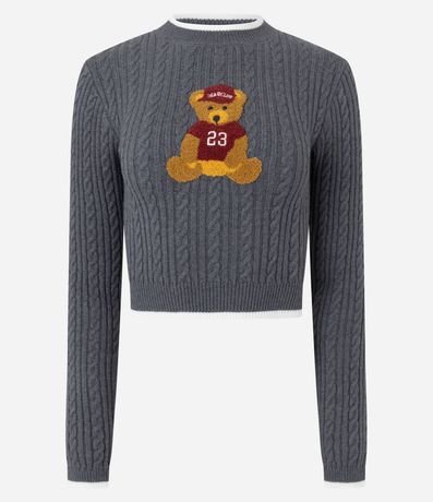 Blusa Cropped en Punto con Estampa de Oso 5