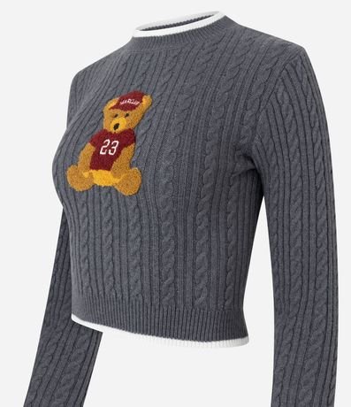 Blusa Cropped en Punto con Estampa de Oso 6
