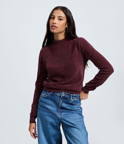 Blusa Manga Larga en Chenille con Cuello Alto