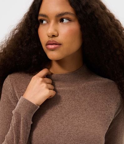 Blusa Manga Larga en Chenille con Cuello Alto 3