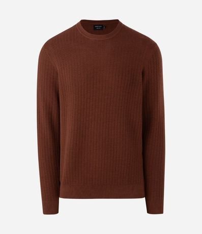 Suéter en Malla con Textura de Cuadros Grid