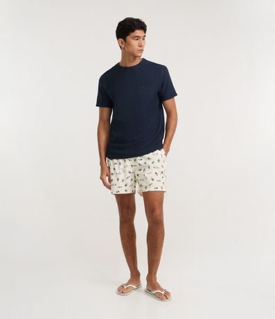 Bermuda Playera en Microfibra con Estampado de Peces