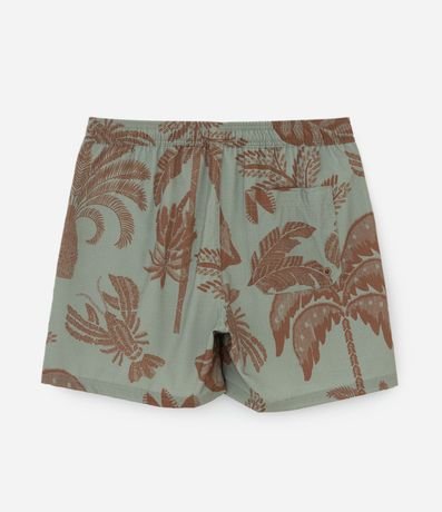 Bermuda de Playa en Microfibra con Estampado de Palmeras y Trancadero 2