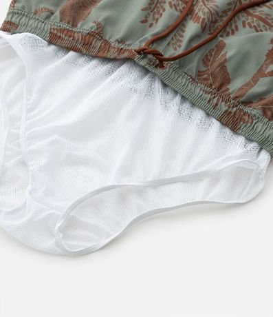 Bermuda de Playa en Microfibra con Estampado de Palmeras y Trancadero 7