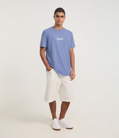 Remera Comfort en Algodón con Estampa Lettering Pasadena Desteñida 2