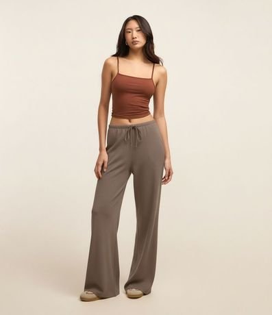 Pantalón en Rib con Lazo en La Cintura