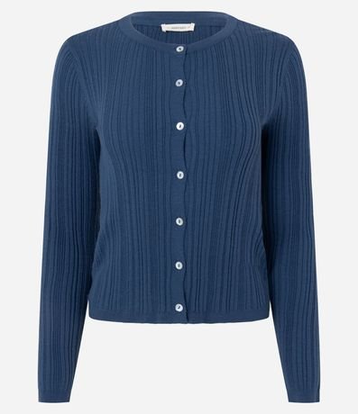 Cardigan Básico Ajustado en Punto Canelado 2