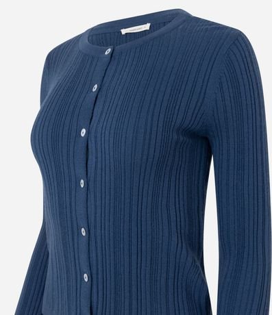 Cardigan Básico Ajustado en Punto Canelado 3