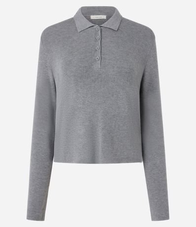 Blusa Manga Larga en Punto con Cuello Polo 5