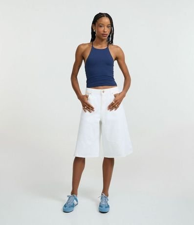 Blusa Corta en Microfibra con Cuello Halter 2