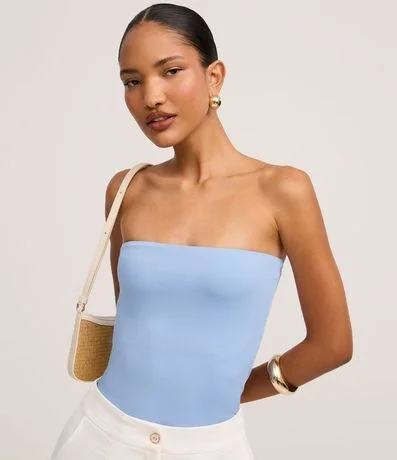 Blusa Ajustada Sin Bretel en Poliamida