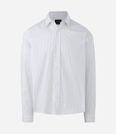 Camisa Manga Larga Rayada con Estampa “Echoes of a Restless Beat” en la Espalda 5