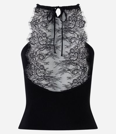 Blusa Bretel Fino con Escote Halter y Encaje en la Espalda 7