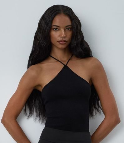 Blusa Bretel Fino con Escote Halter y Encaje en la Espalda 2