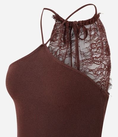 Blusa Bretel Fino con Escote Halter y Encaje en la Espalda 6