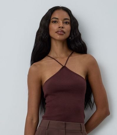 Blusa Bretel Fino con Escote Halter y Encaje en la Espalda 2