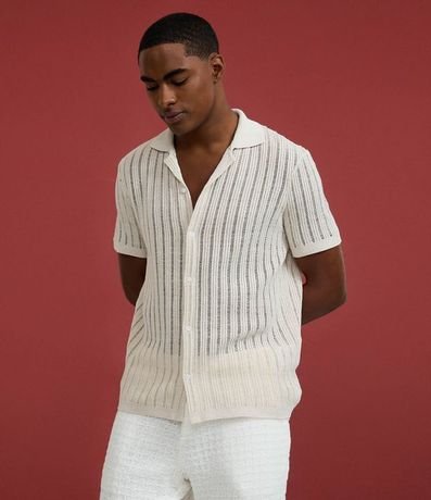 Camisa Regular con Textura Rectilínea 4