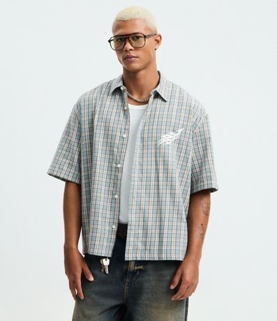 Camisa en Tricolina de Cuadros con Estampa de Forbidden 1