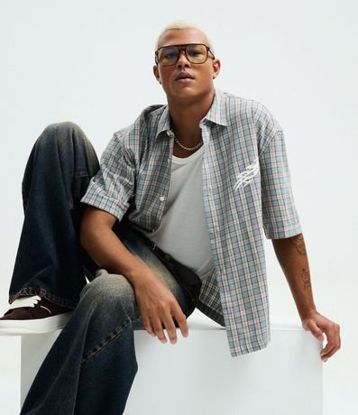 Camisa en Tricolina de Cuadros con Estampa de Forbidden 4