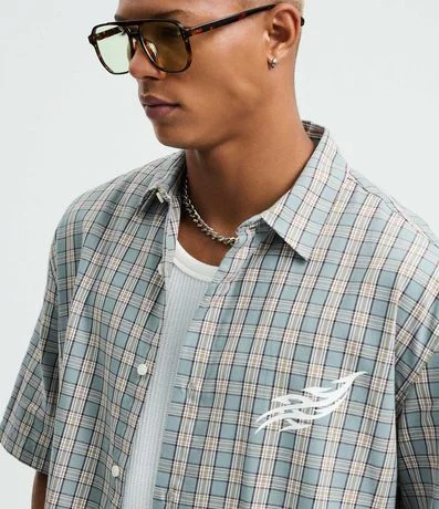 Camisa en Tricolina de Cuadros con Estampa de Forbidden 5