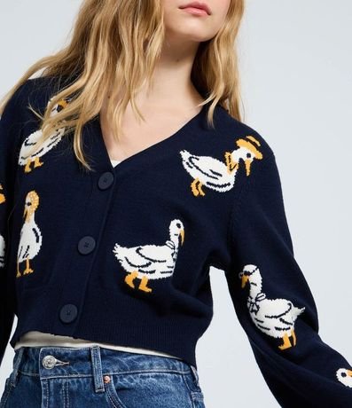 Cardigan Cropped en Punto con Íconos de Patas 3