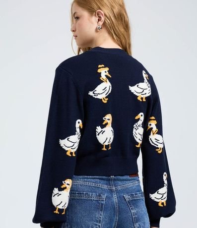 Cardigan Cropped en Punto con Íconos de Patas 4