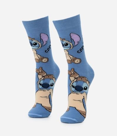 Media Caña Larga en Algodón con Estampa Stitch Vestido de Carpincho