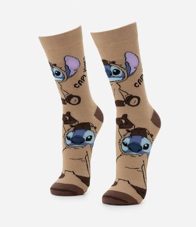 Media Caña Larga en Algodón con Estampa Stitch Vestido de Carpincho