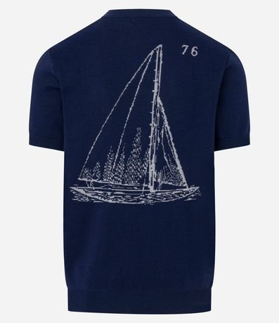 Remera Regular en Viscosa con Estampa y Bordado Marinero 3