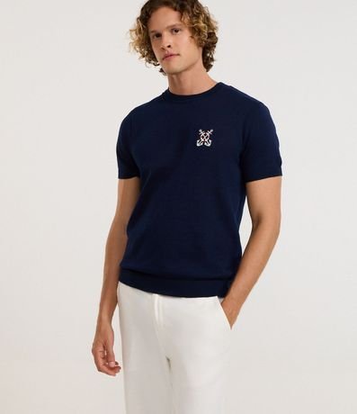 Remera Regular en Viscosa con Estampa y Bordado Marinero 2