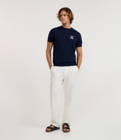 Remera Regular en Viscosa con Estampa y Bordado Marinero 4