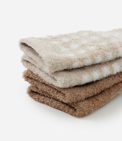 Kit 02 Pares de Medias Infantil en Chenille con Vichy y Conejito – Talle 0 a 12 Meses 3