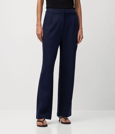 Pantalón Recto en Punto Roma con Pliegues 3