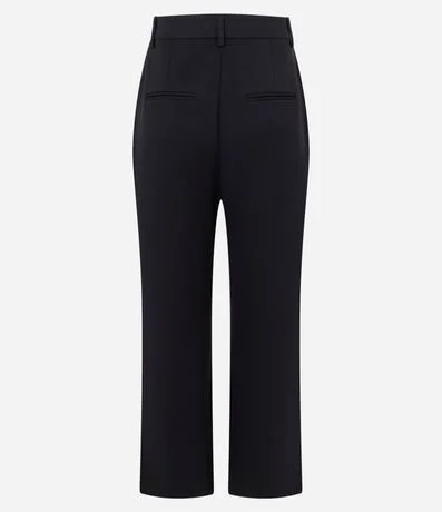 Pantalón Recto en Punto Roma con Pliegues 7