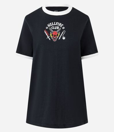 Remera T-shirt en Algodón con Estampa Hell Fire Club 5