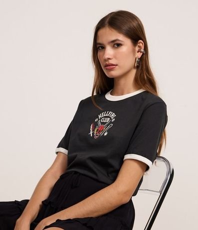 Remera T-shirt en Algodón con Estampa Hell Fire Club