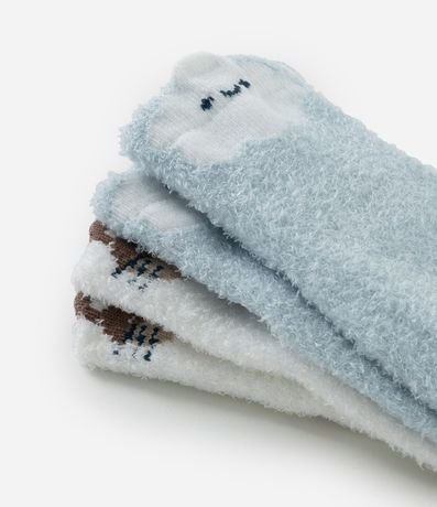 Kit 02 Medias Infantiles en Chenille con Nube y Animalito – Talle 0 a 12 Meses 4