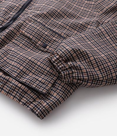 Campera Masculina Pesada de Cuadros con Capucha de Pelo 6