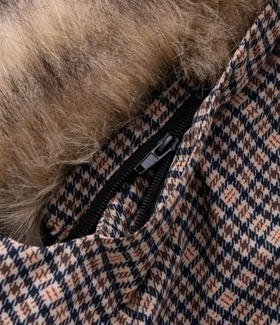 Campera Masculina Pesada de Cuadros con Capucha de Pelo 8
