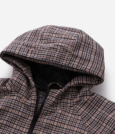 Campera Masculina Pesada de Cuadros con Capucha de Pelo 9