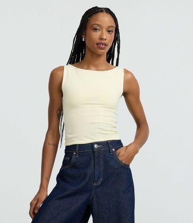 Blusa sin Manga en Microfibra con Escote Canoa